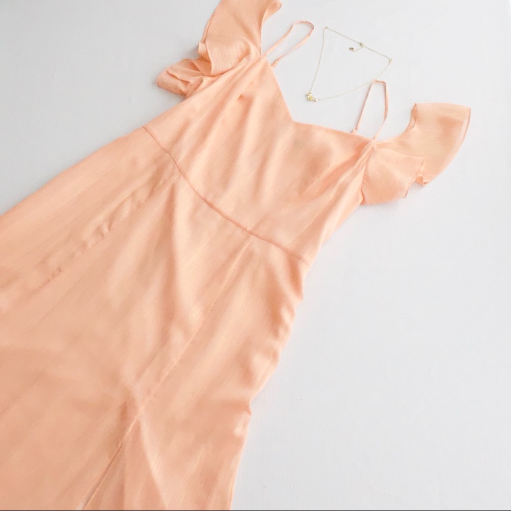 NWOT⭐️Halston Peach Orange Dress with Gold